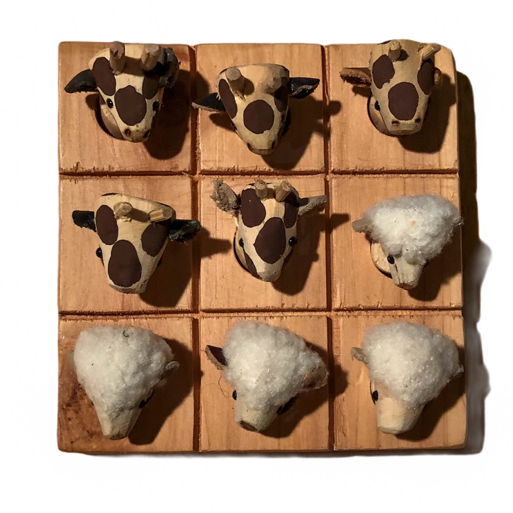 Giraffe and Sheep Tic Tac Toe Handmade Wooden Set